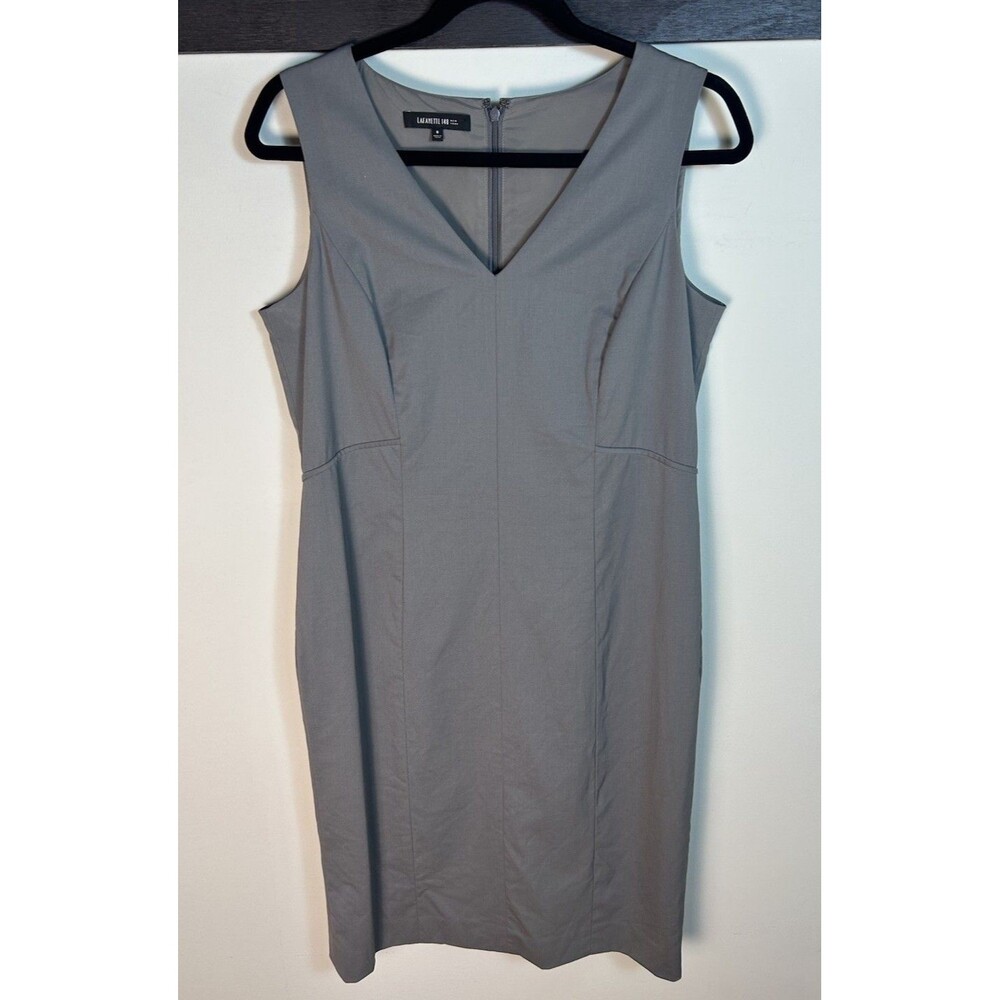 Lafayette 148 New York Grey sheath dress business casual size 8
